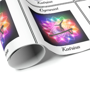 Papier Cadeau Filles Gymnaste Balance poutre personnalisée