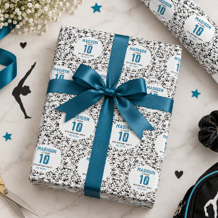 Papier Cadeau Filles Gymnastique Moderne Noire Enfants 10ème Ann