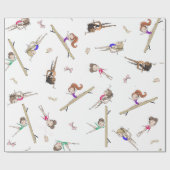 Papier Cadeau Filles Gymnastique rose violet Motif arc-en-ciel (Plat)