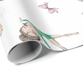 Papier Cadeau Filles Gymnastique rose violet Motif arc-en-ciel (Coin rond)