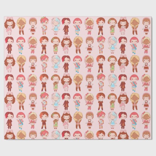 Papier Cadeau Filles mignonnes (Plat)