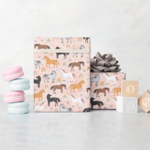 Papier Cadeau Filles Mignonnes Magiques Anniversaire Licorne Ros