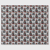 Papier Cadeau Filles Ninja Anime avec motif de texte Design (Plat)