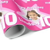 Papier Cadeau Filles nom 10e anniversaire ajouter votre photo ét (Coin rond)