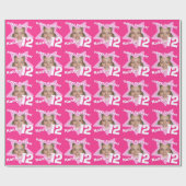 Papier Cadeau Filles nom 12e anniversaire ajouter votre photo ét (Plat)