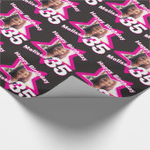 Papier Cadeau Filles nom 35ème anniversaire photo noir rose enve (Coin)