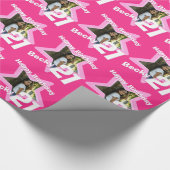 Papier Cadeau Filles nom age 21 ajouter votre photo rose étoile (Coin)