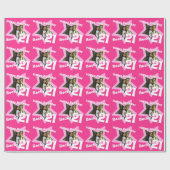 Papier Cadeau Filles nom age 21 ajouter votre photo rose étoile (Plat)