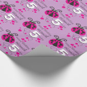 Papier Cadeau Filles nom âge 5 coccinelle anniversaire enveloppé (Coin)