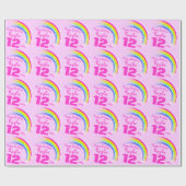 Papier Cadeau Filles nom âge arc-en-ciel d'anniversaire modèle e (Plat)