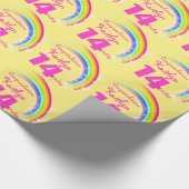 Papier Cadeau Filles nom âge arc-en-ciel d'anniversaire modèle e (Coin)