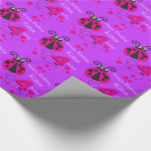 Papier Cadeau Filles nom âge coccinelle anniversaire d'anniversa (Coin)