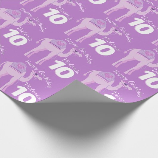 Papier Cadeau Filles nom âge whimsy chameau anniversaire motif e (Coin)