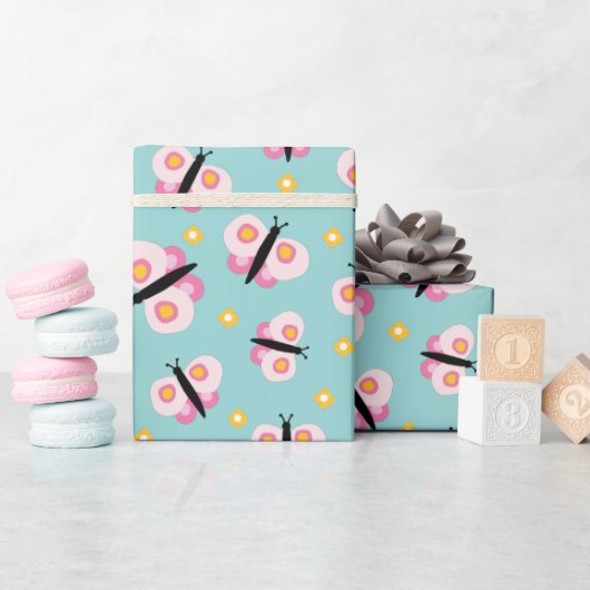 Papier Cadeau Filles Papillon Anniversaire (Baby Shower)