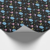 Papier Cadeau Filles Softball - Joueuses avec étoiles (Coin)