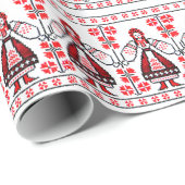 Papier Cadeau Filles ukrainiennes traditionnelles de l'Ukraine (Coin rond)