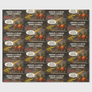 Papier Cadeau Film Parodique de l'Écureuil Tueur de Tomates