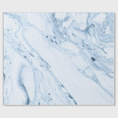 Papier Cadeau Fils de marbre blanc et gris bleu modernes (Plat)