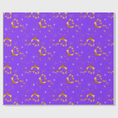 Papier Cadeau Fils d'or et étoiles Violet Noël (Plat)