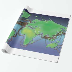 Papier Cadeau Fils du monde - Câbles sous-marins