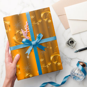 Papier Cadeau Fils et étoiles d'or Noël luxueux