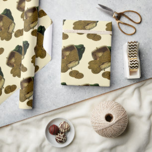 Papier Cadeau Finance d'entreprise vintage, monnaie de pièce d'o