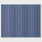 Papier Cadeau Fines rayures blanches sur fond bleu foncé (Plat)