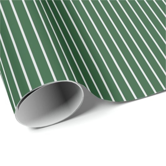 Papier Cadeau Fines rayures blanches sur fond vert foncé (Coin rond)