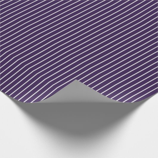 Papier Cadeau Fines rayures blanches sur fond violet foncé (Coin)