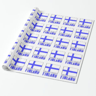 Papier Cadeau Finlande et drapeau finlandais