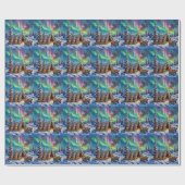 Papier Cadeau Finnish Lapphund Christmas Northern Lights Arctic (Plat)