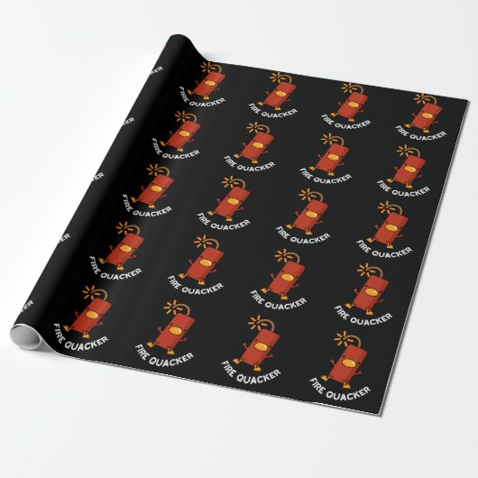Papier Cadeau Fire Quacker Funny Fireworks Pun Dark BG (Déroulé)