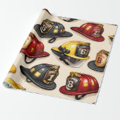 Papier Cadeau Firefighter helmet pattern fire station wrap (Déroulé)