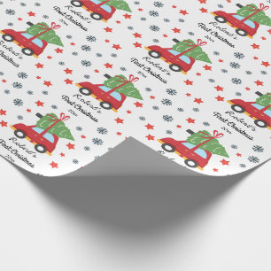 Papier Cadeau First Christmas Baby Car personnalisé et arbre de 