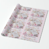 Papier Cadeau First Communion Pink Girl's Add Name (Déroulé)