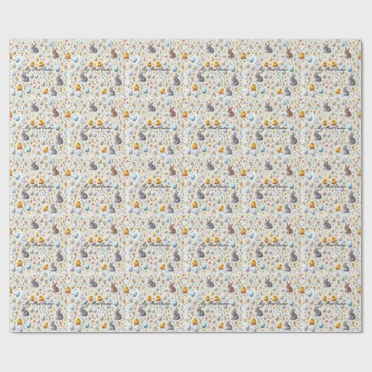 Papier Cadeau First Easter Wrapping Paper – Cute Bunnies, Chicks (Plat)