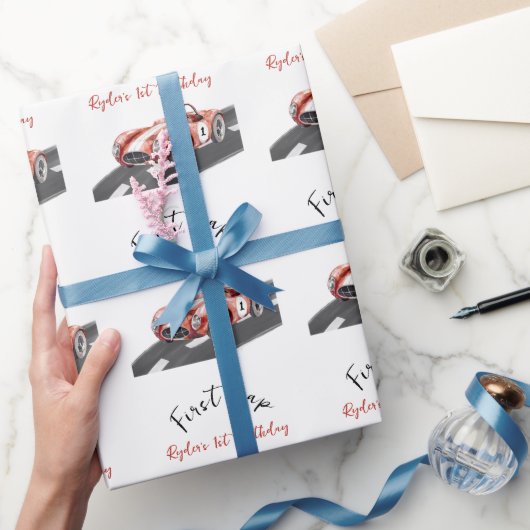 Papier Cadeau First Lap Race Car 1st Birthday (Cadeaux)