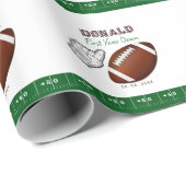 Papier Cadeau First Year Down Football Birthday  (Coin rond)