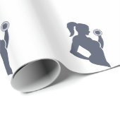 Papier Cadeau Fitness girl levant haltère (Coin rond)