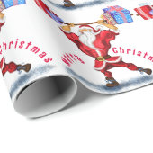Papier Cadeau Fitness Père Noël Funny Noël Papier à envelopper (Coin rond)
