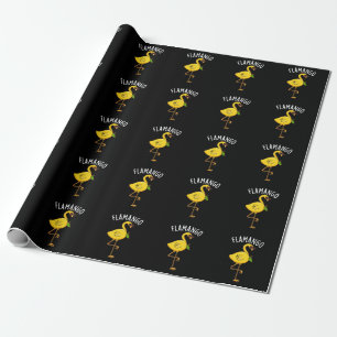 Papier Cadeau Fla-mangue Funny Flamant rose Pun Dark BG