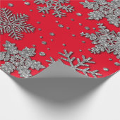 Papier Cadeau Flacon de neige à parties scintillant argentée (Coin)