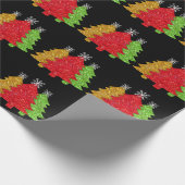 Papier Cadeau Flacon de neige de l'arbre de Noël rouge étincelan (Coin)