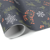 Papier Cadeau Flacon de neige des baies rouges de la marine (Coin rond)