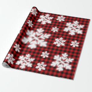 Papier Cadeau Flacon de neige gelé motif rouge rustique