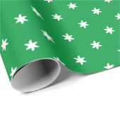 Papier Cadeau Flacon de neige vert et blanc de Noël étoiles moti (Coin rond)