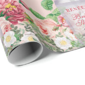 Papier Cadeau Flacon de parfum rose Blush Shower floral de maria (Coin rond)