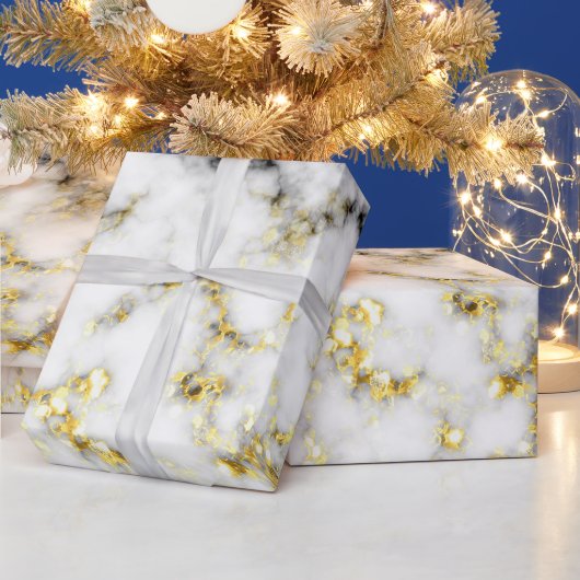 Papier Cadeau Flacons brillants en marbre noir et blanc (Vacances)