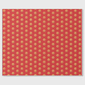 Papier Cadeau Flacons de neige en faux or chic sur rouge (Plat)