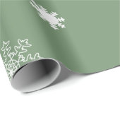 Papier Cadeau Flacons de neige monochromatique vert clair (Coin rond)